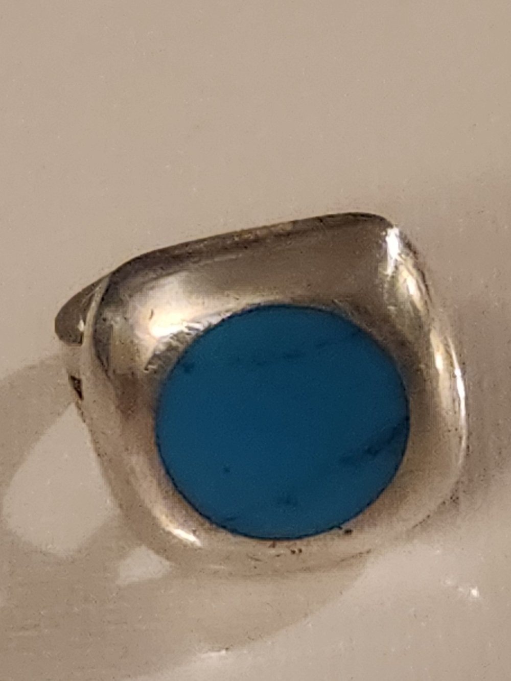 Vintage 925 Sterling Silver Ring with Blue Turquoise Inlay